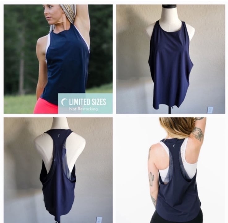 BNWT Zyia Active Navy Blue Double Racer Tank XL