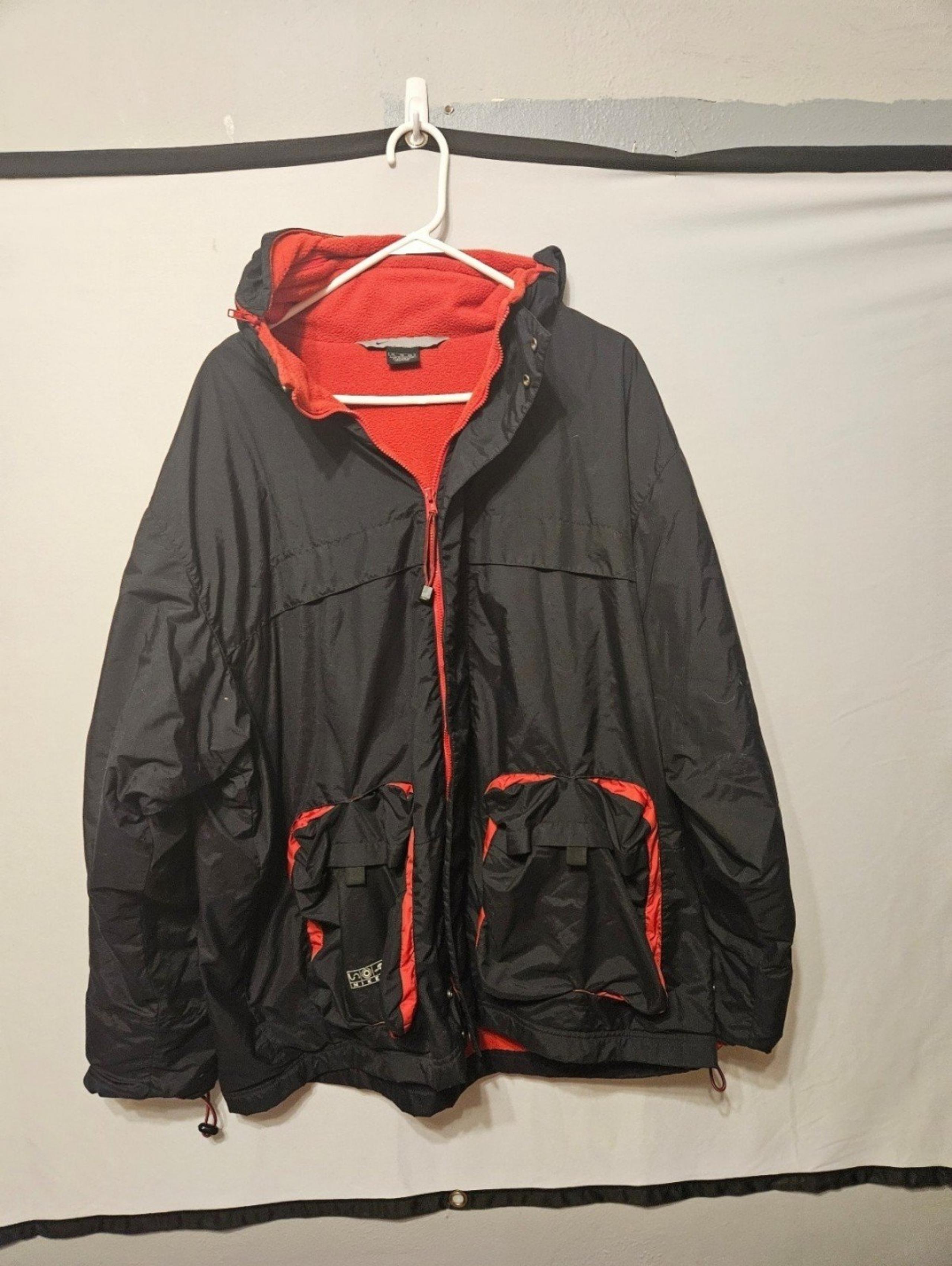 Vintage Y2K ERA Nike Fleece Lined Jacket Black & Red Mens XL Removable Hood