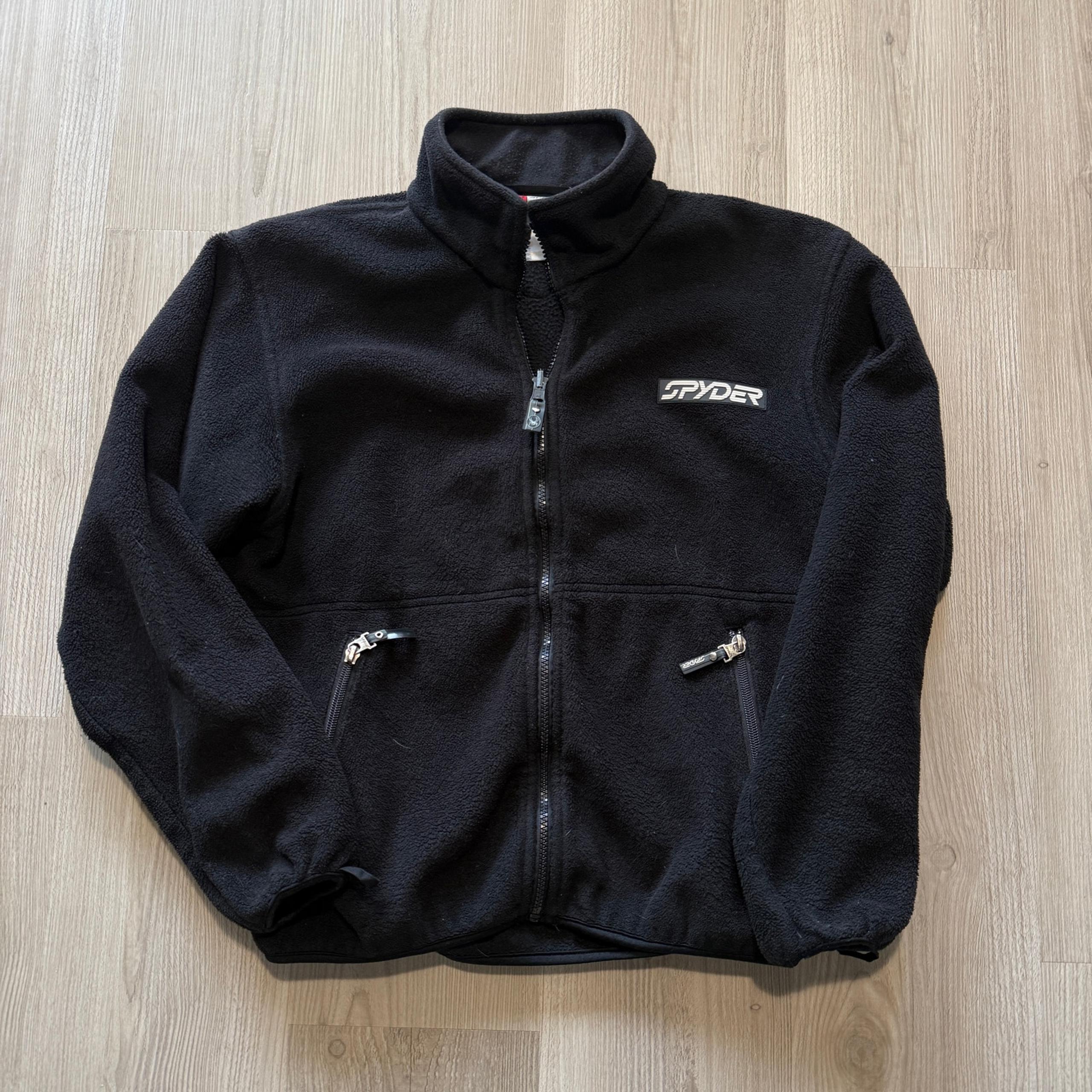 Men's Vintage Spyder Black Fleece Zip Up Ski Bomber Gorpcore Jacket Sz Medium