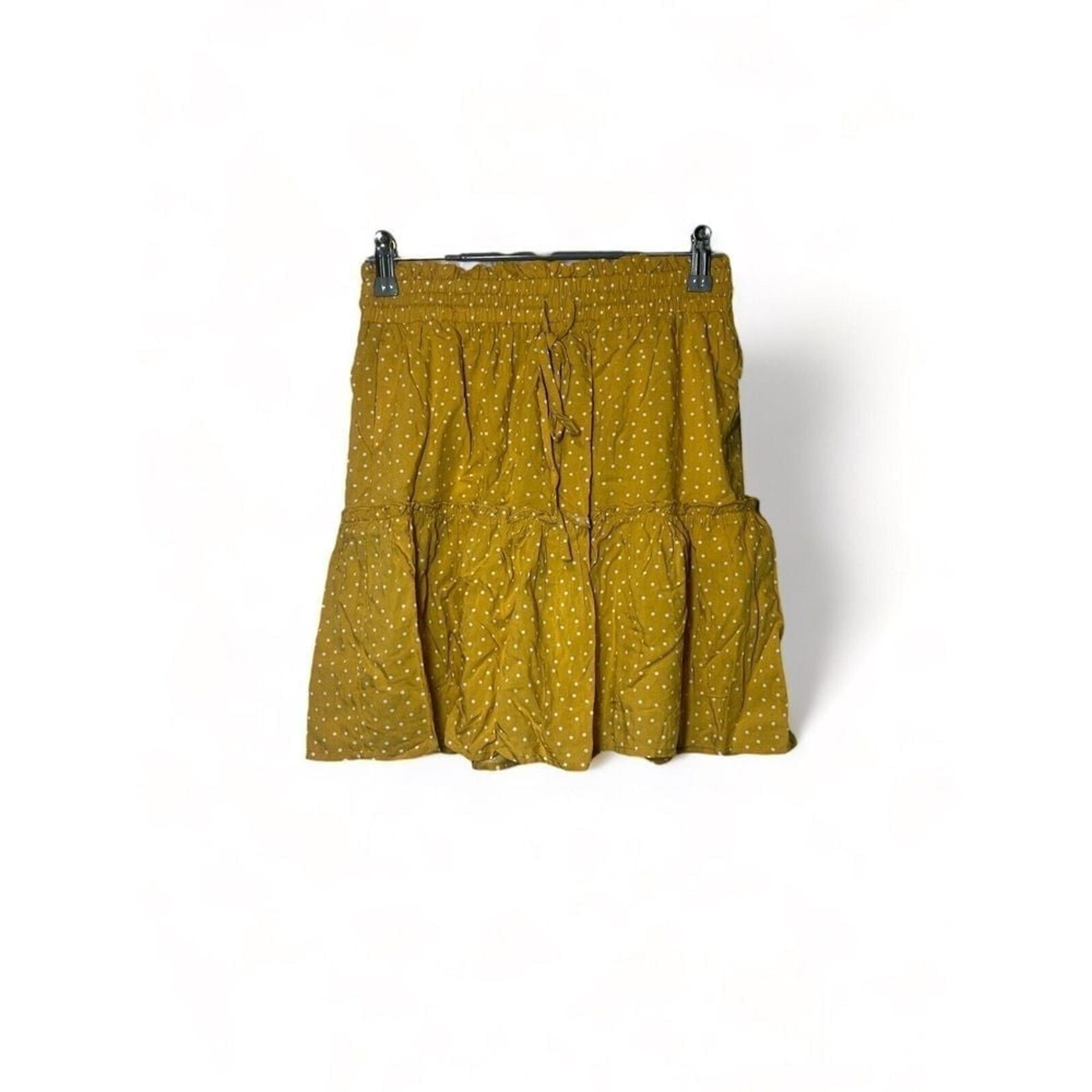 Lulu's Women S Yellow Tiered Ruffle Polka Dot Elastic Drawstring Mini Skirt