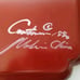 Vintage Hand Painted Butterfly Leaves Red Metal Tray Folk Art Cottagecore SIGNED