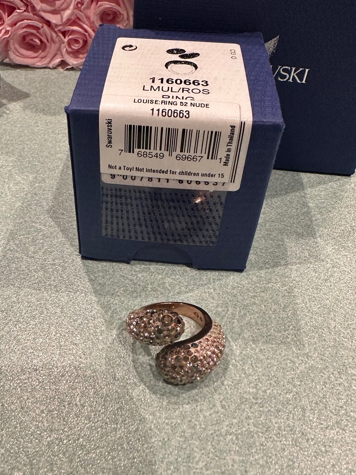 Brown and white ombre swarovski crystal ring