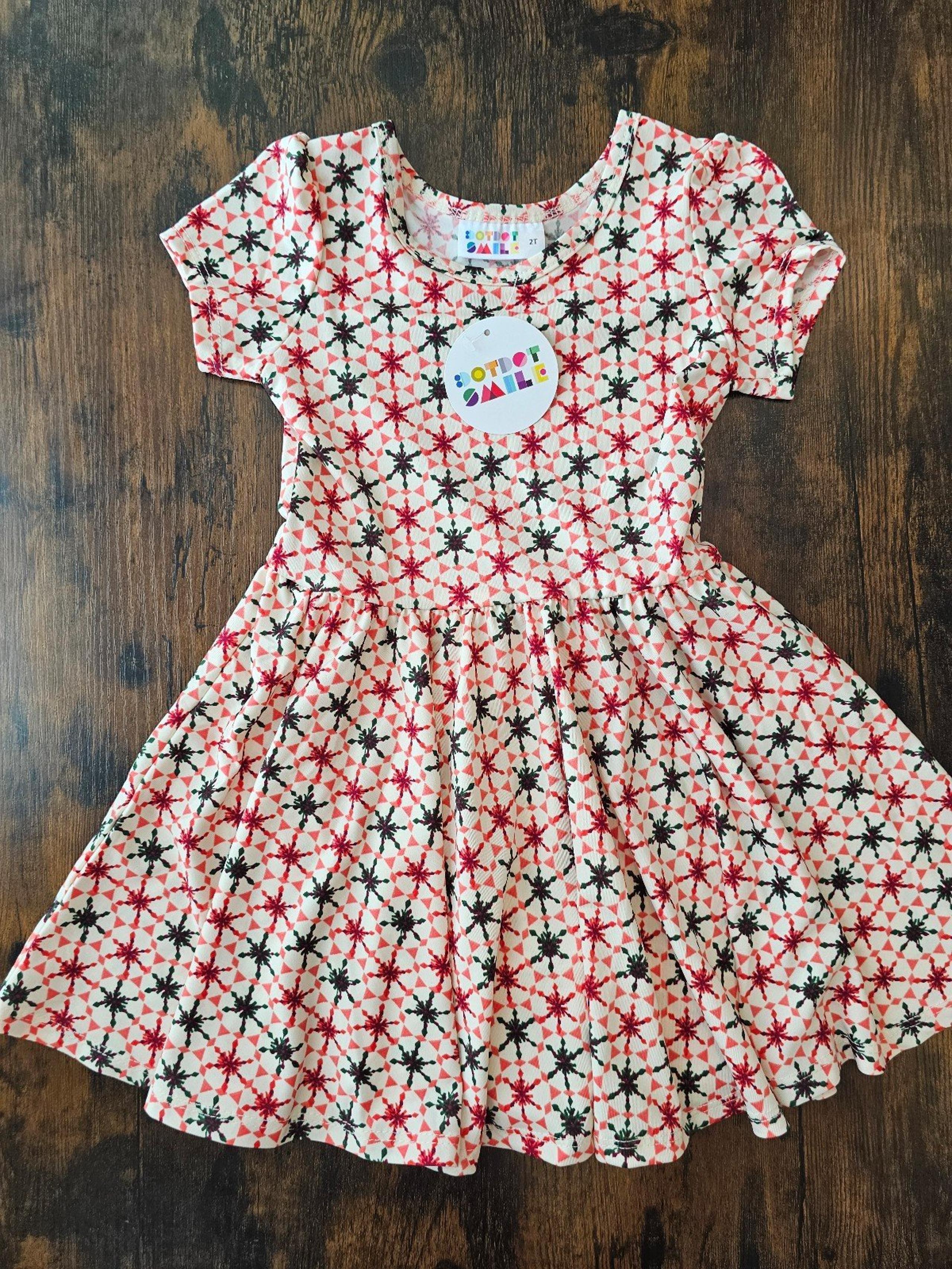 Dot Dot Smile Dress Festive Print Size 2T New