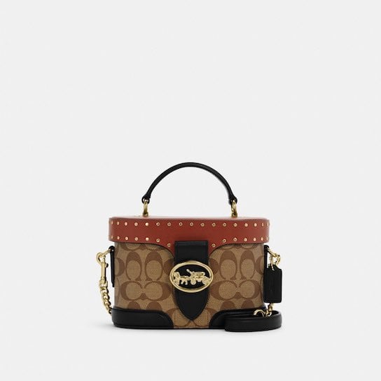 Georgie Gem Crossbody In Colorblock Signature Canvas With Rivets