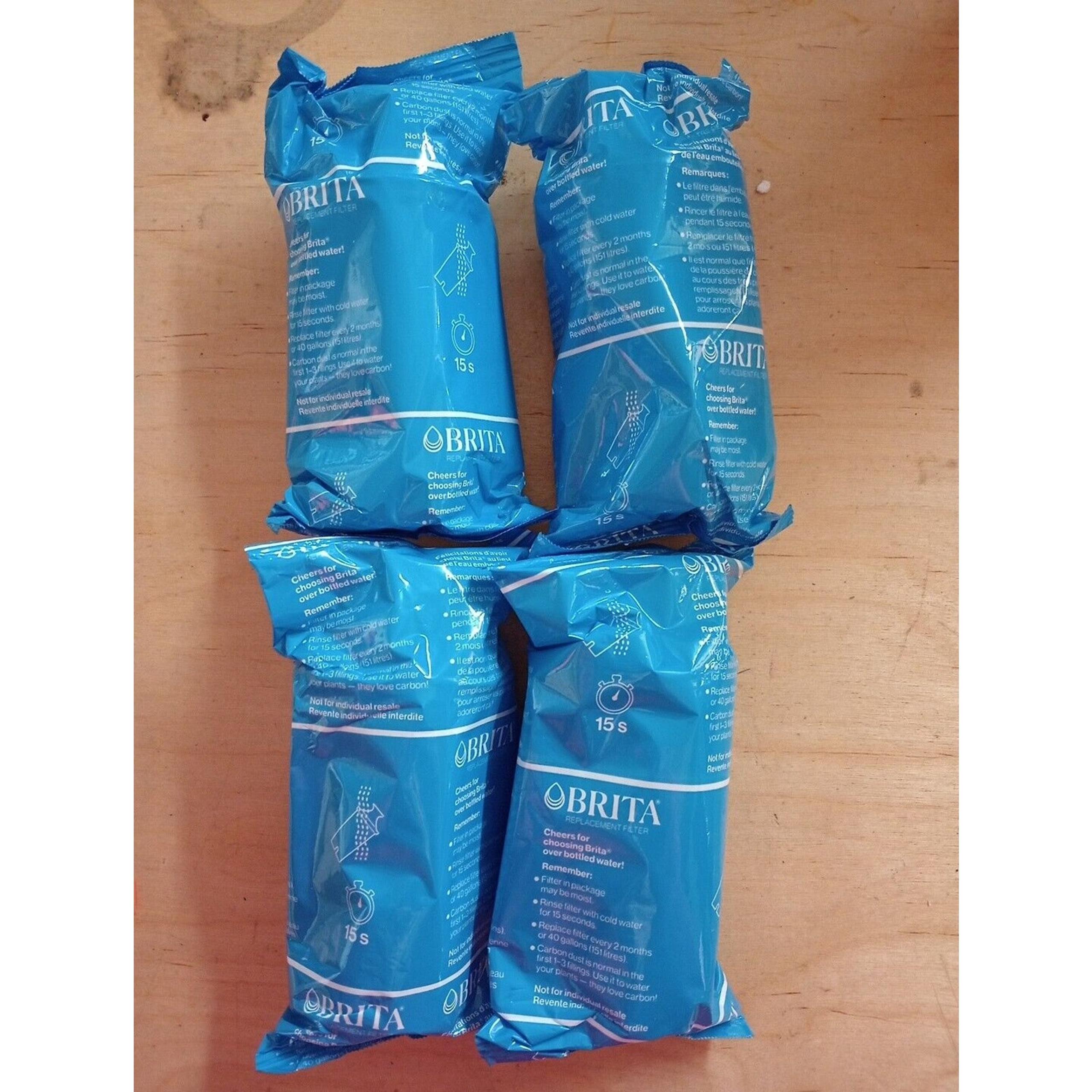 BRITA PLUS water filter box of 4 filters traps 2X contaminates - for pitchers +