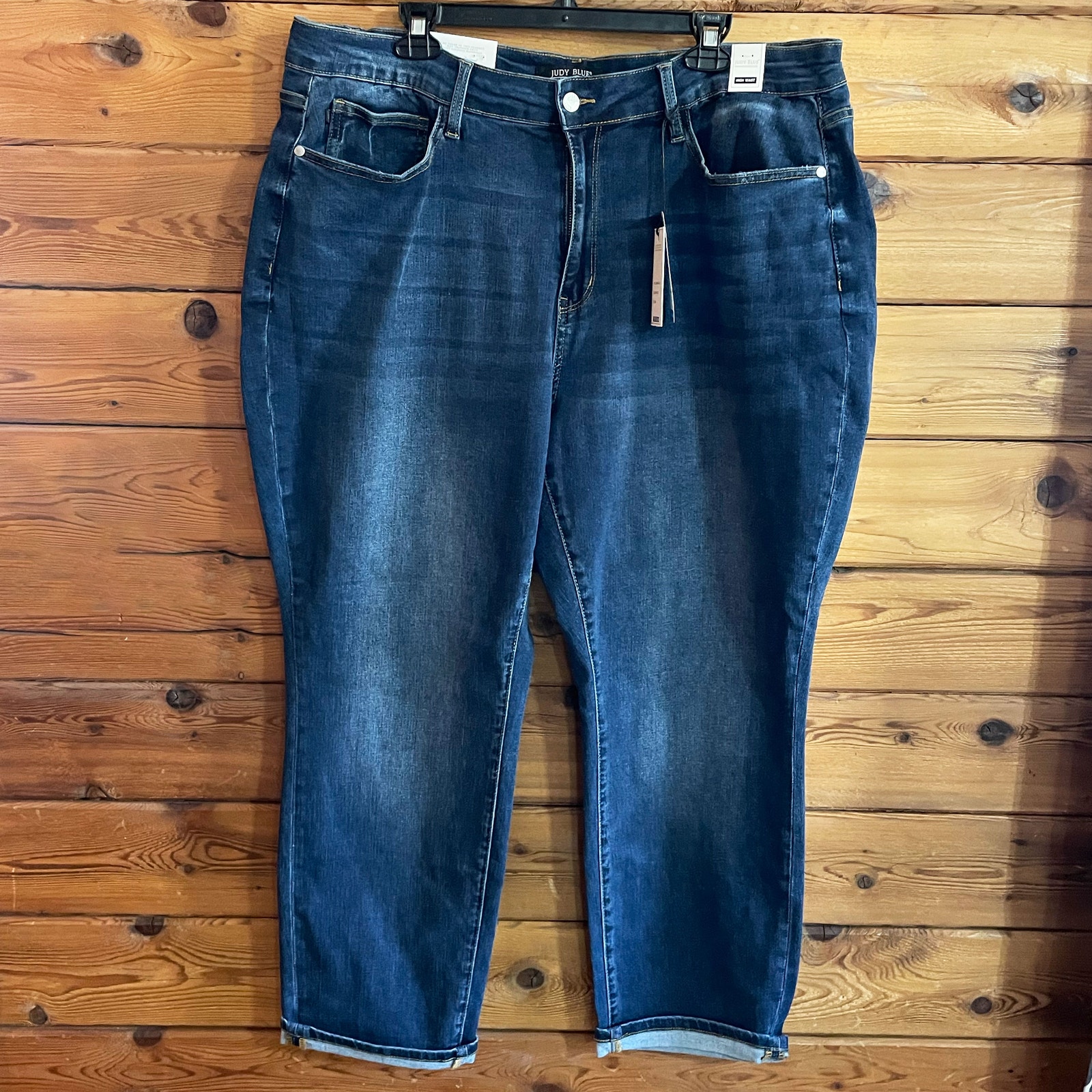 NWT Judy Blue Mid Rise Boyfriend Fit Dark Wash Stretch Denim Jean 22W