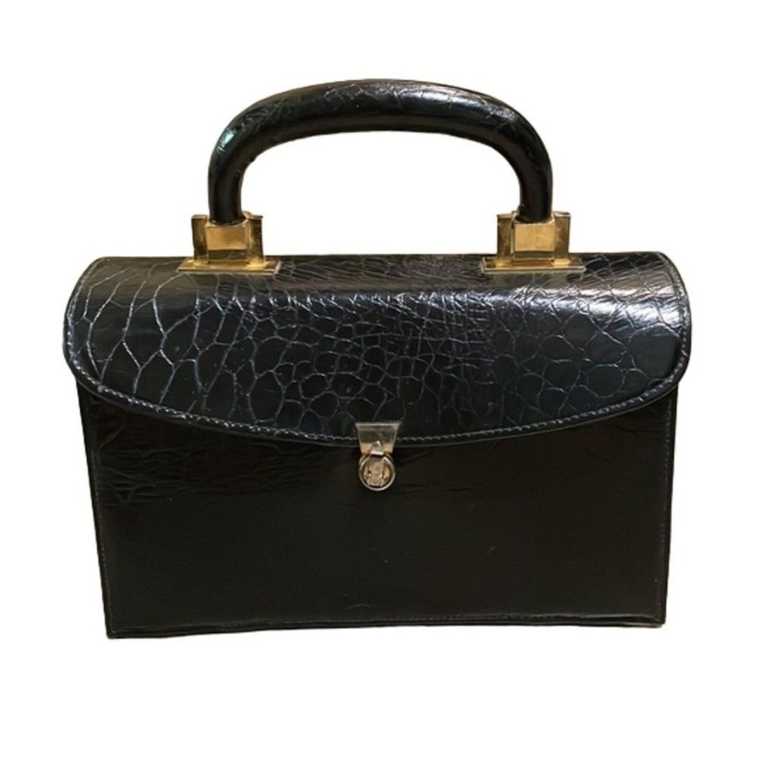 Meyers Vintage Faux Leather Croc Box Purse 8x5x3 Made in USA