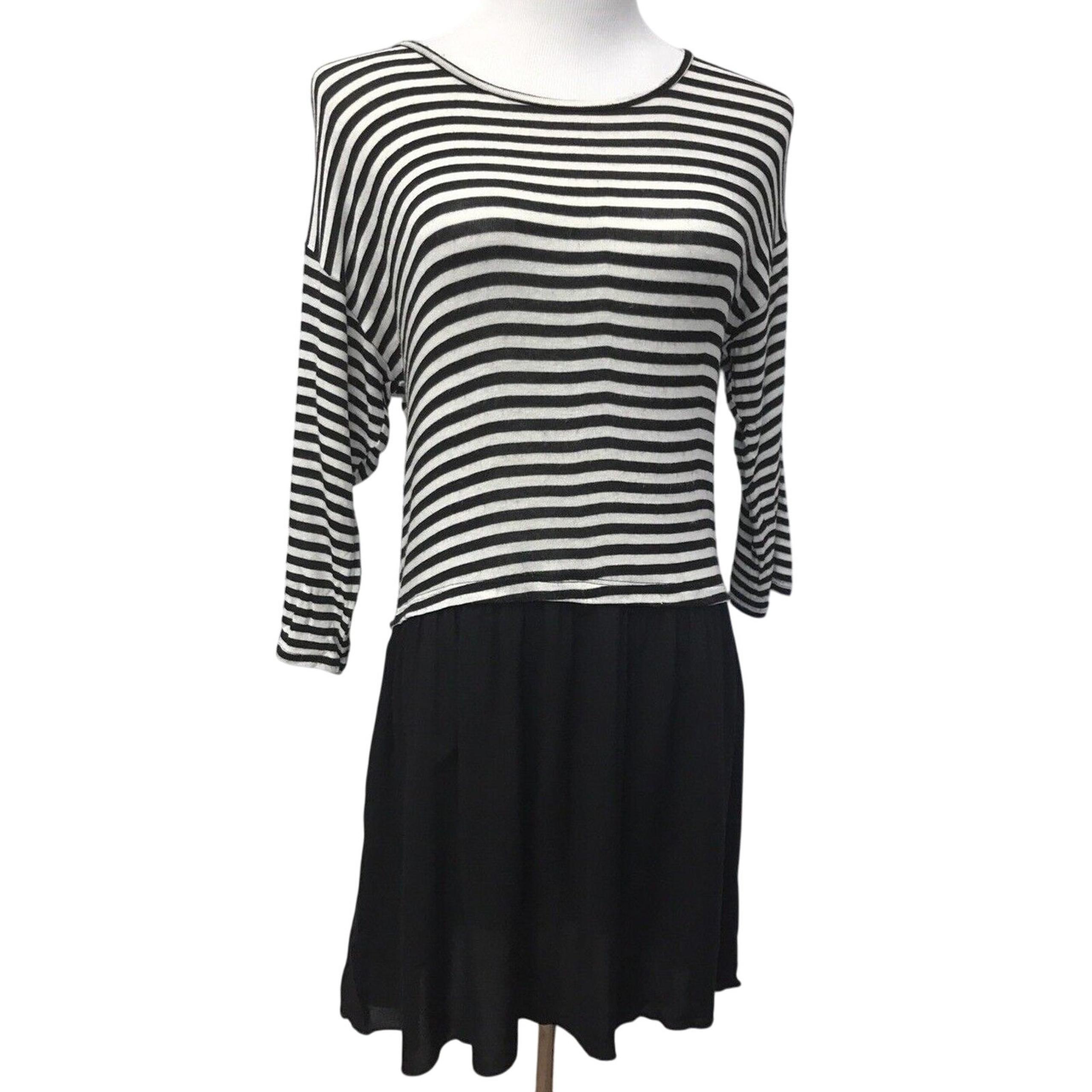 Robin K Dress Womens Small Stretchy Black White Striped