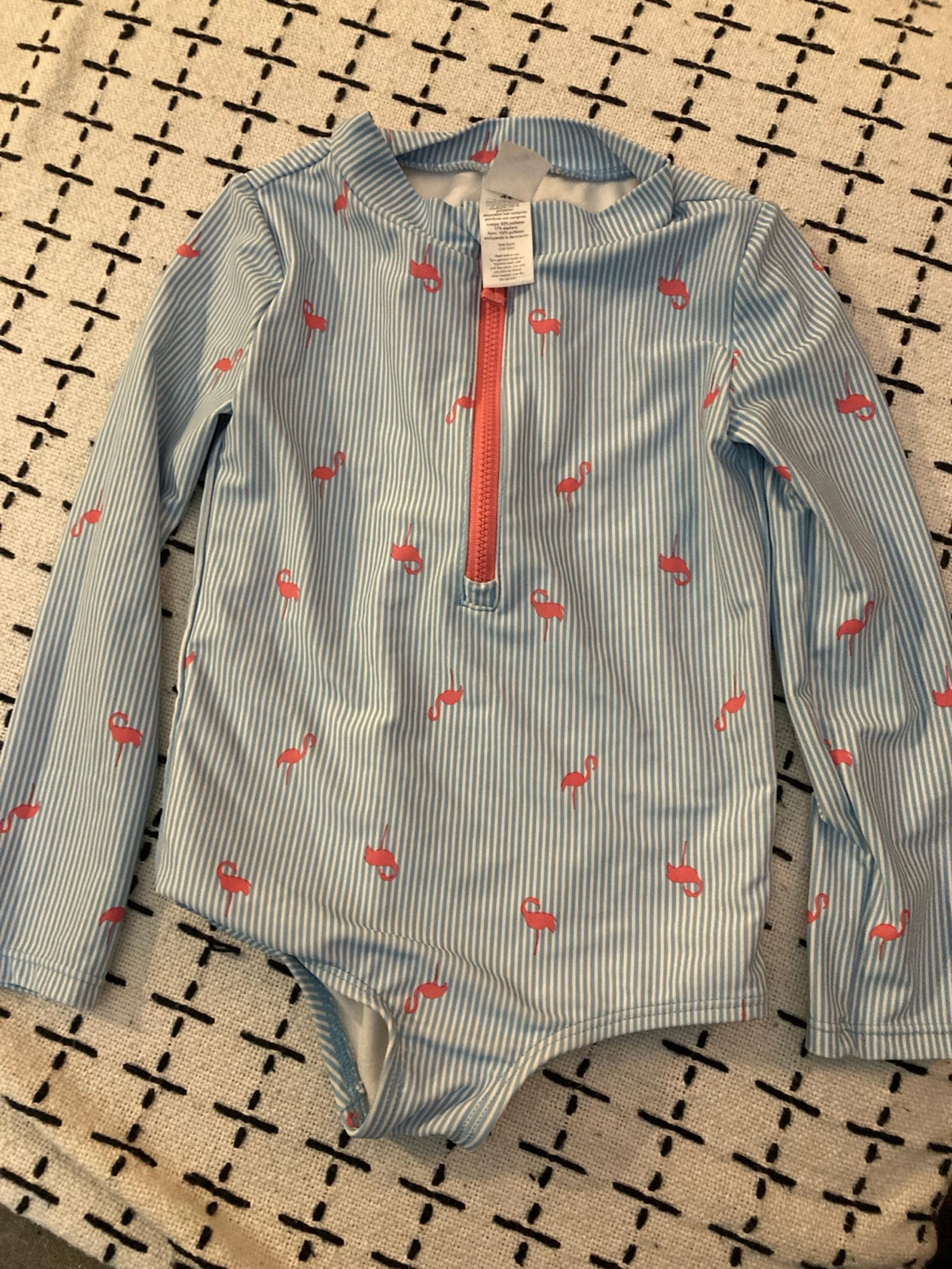 Carter’s girls 4t long sleeve quarter zip swimsuit flamingos