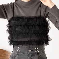 Chico 【SET ITEM】Tulle Bustier with High Neck Knit