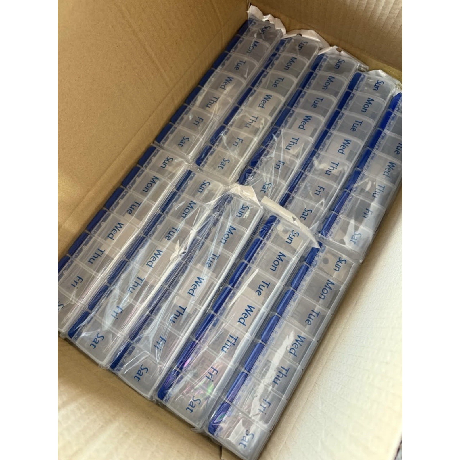 HealthA2Z Pill Box Easy to Open Pill Case 7 Days - Bulk Lot of 100 Units