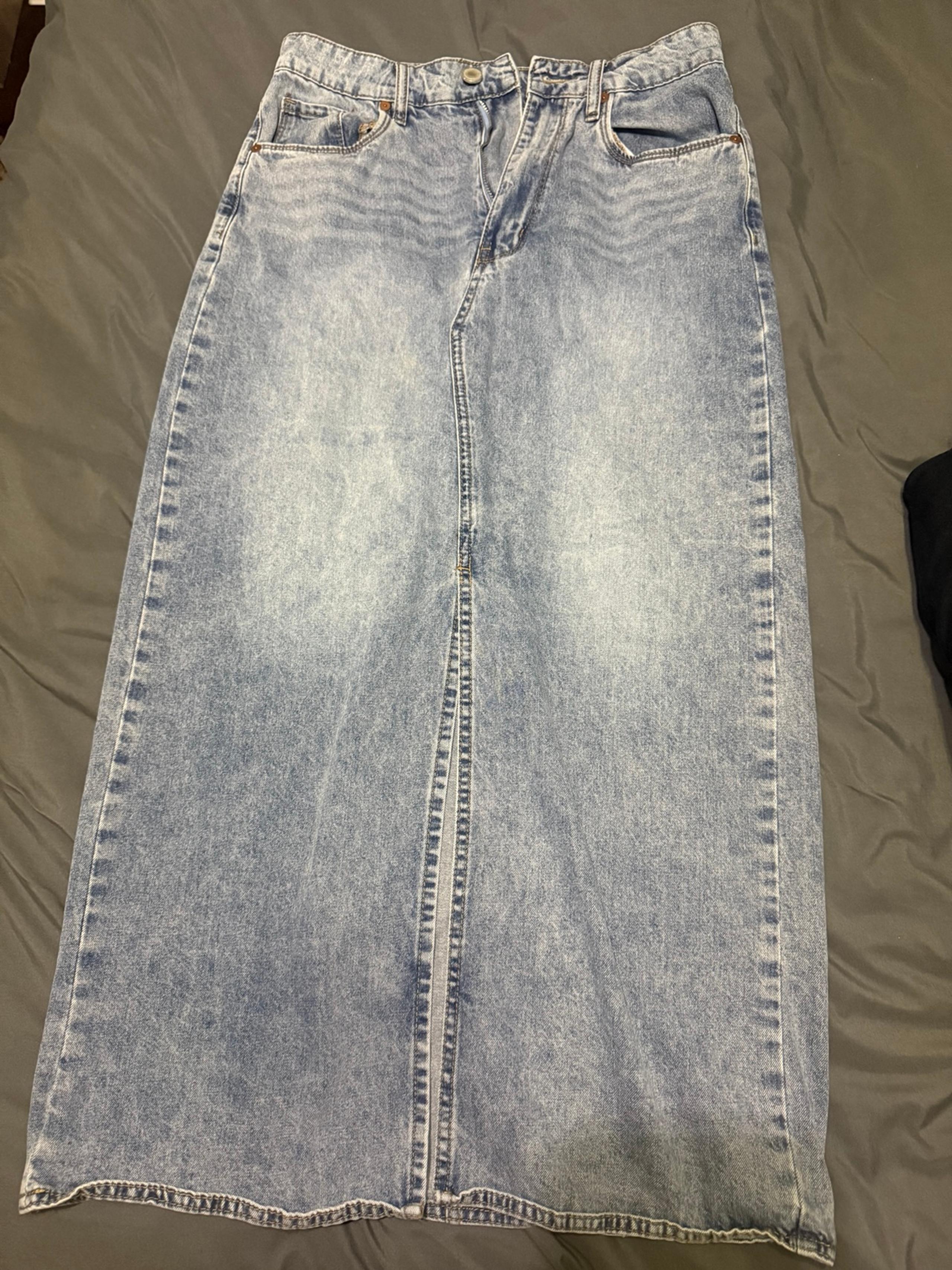 Denim high waist maxi skirt
