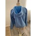 Vintage Adidas Women's Full-Zip Baby Blue Hoodie Sweater Large