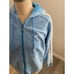Vintage Adidas Women's Full-Zip Baby Blue Hoodie Sweater Large