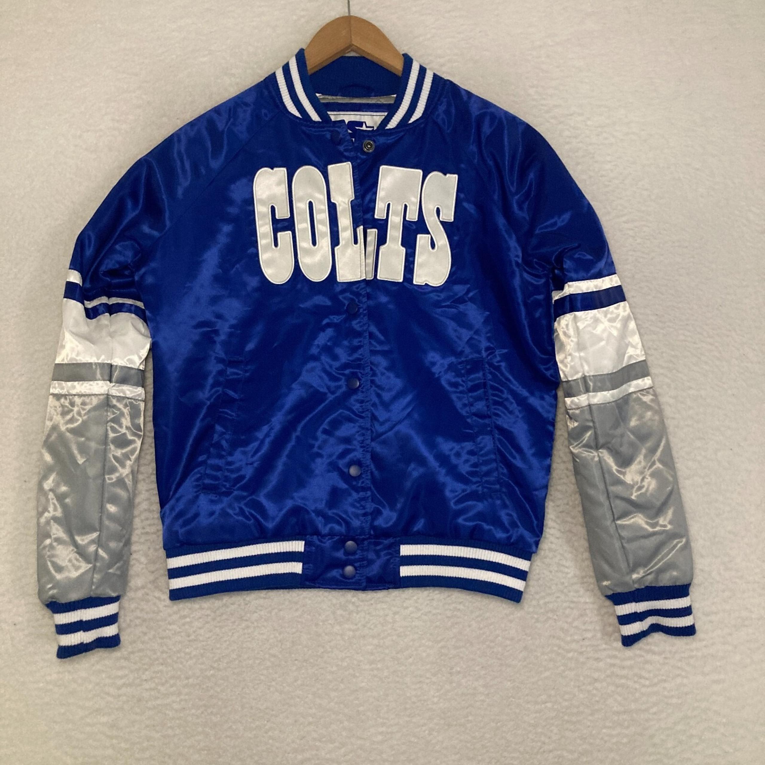 Starter Indianapolis Colts Satin Bomber Jacket Mens Size Small Snap Up Football