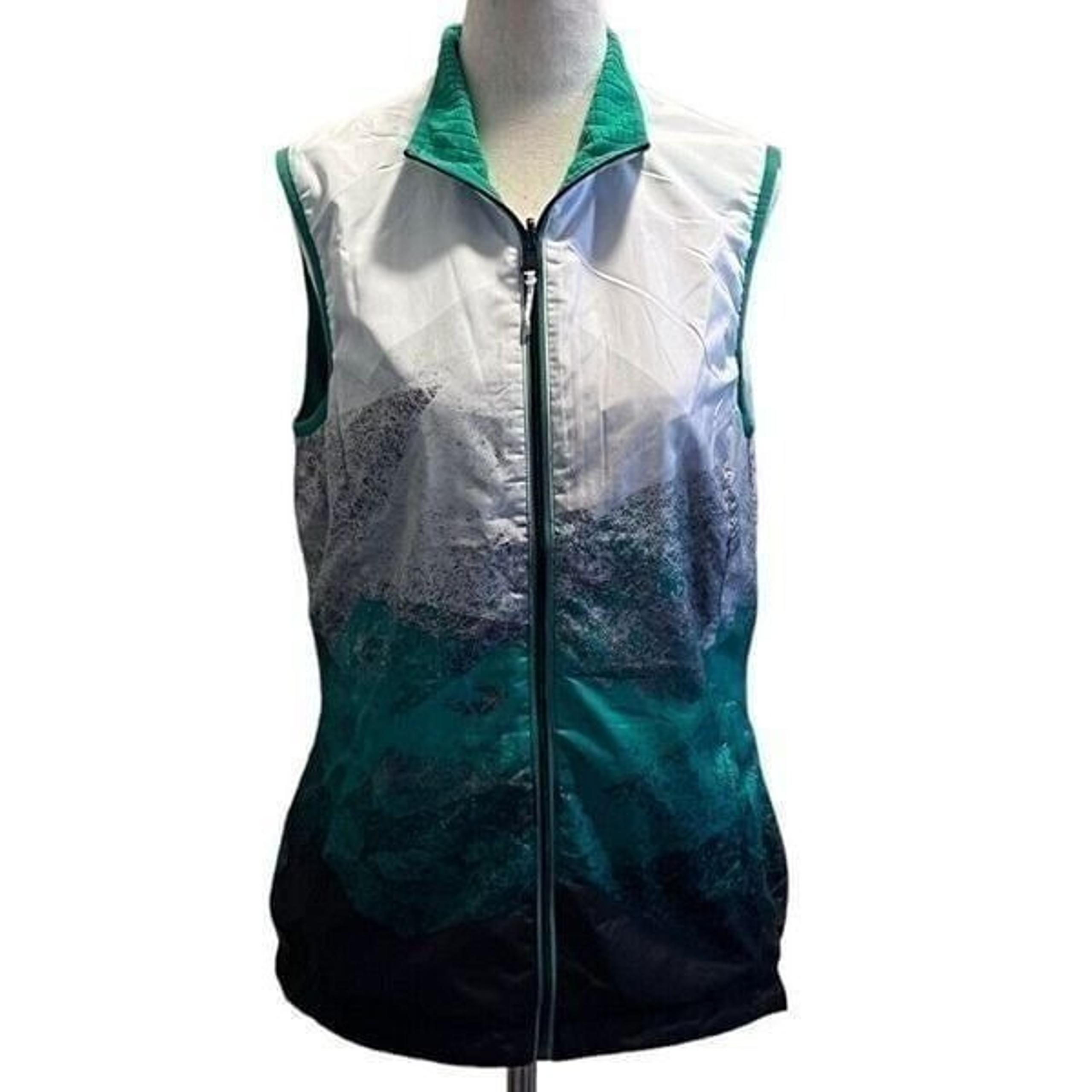Antigua Size Medium Zippered Front Lined Golf Vest Sporty Active Reversible Logo
