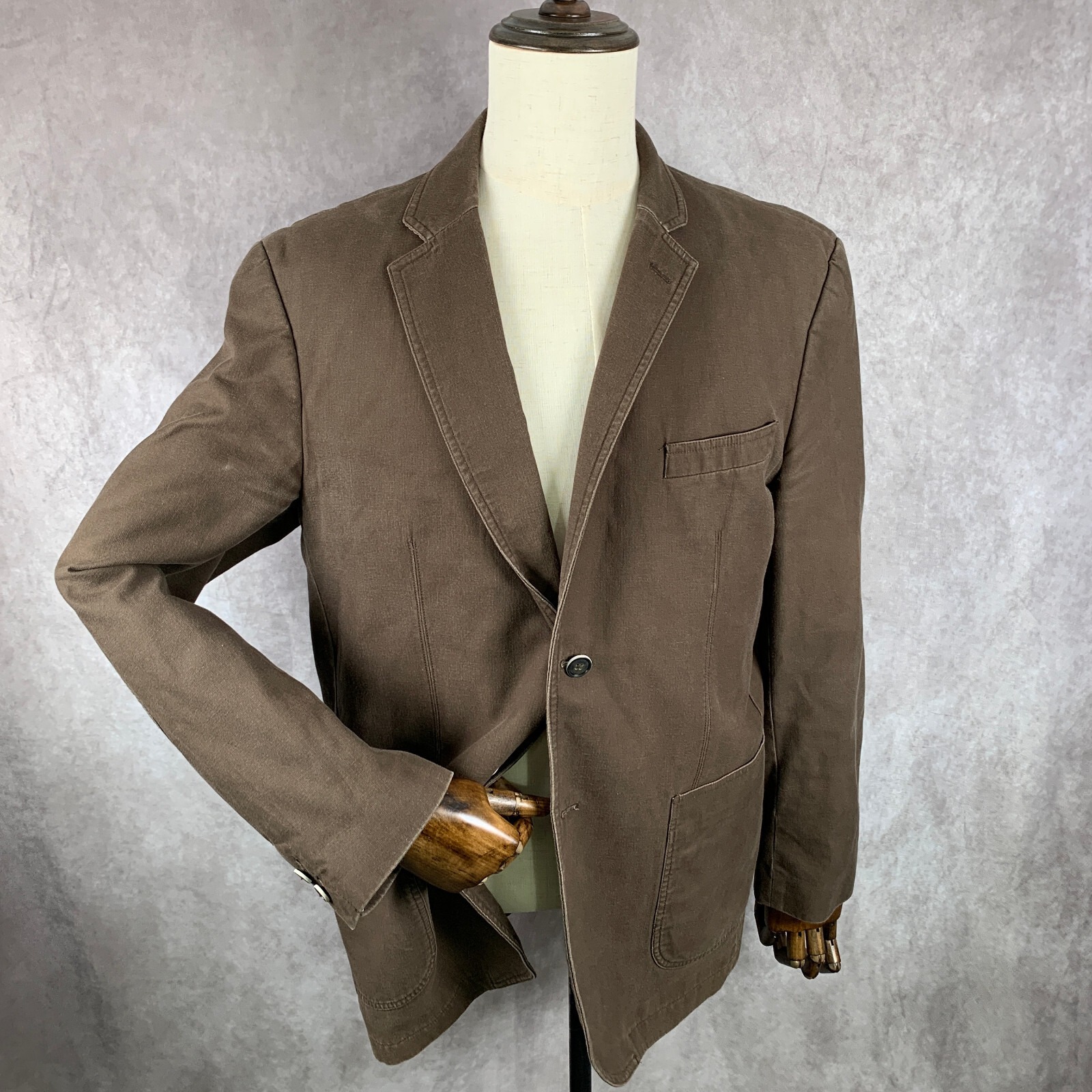 Johnston Murphy Blazer Jacket Men Extra Large Brown Elbow Patch Canvas Sport Coa