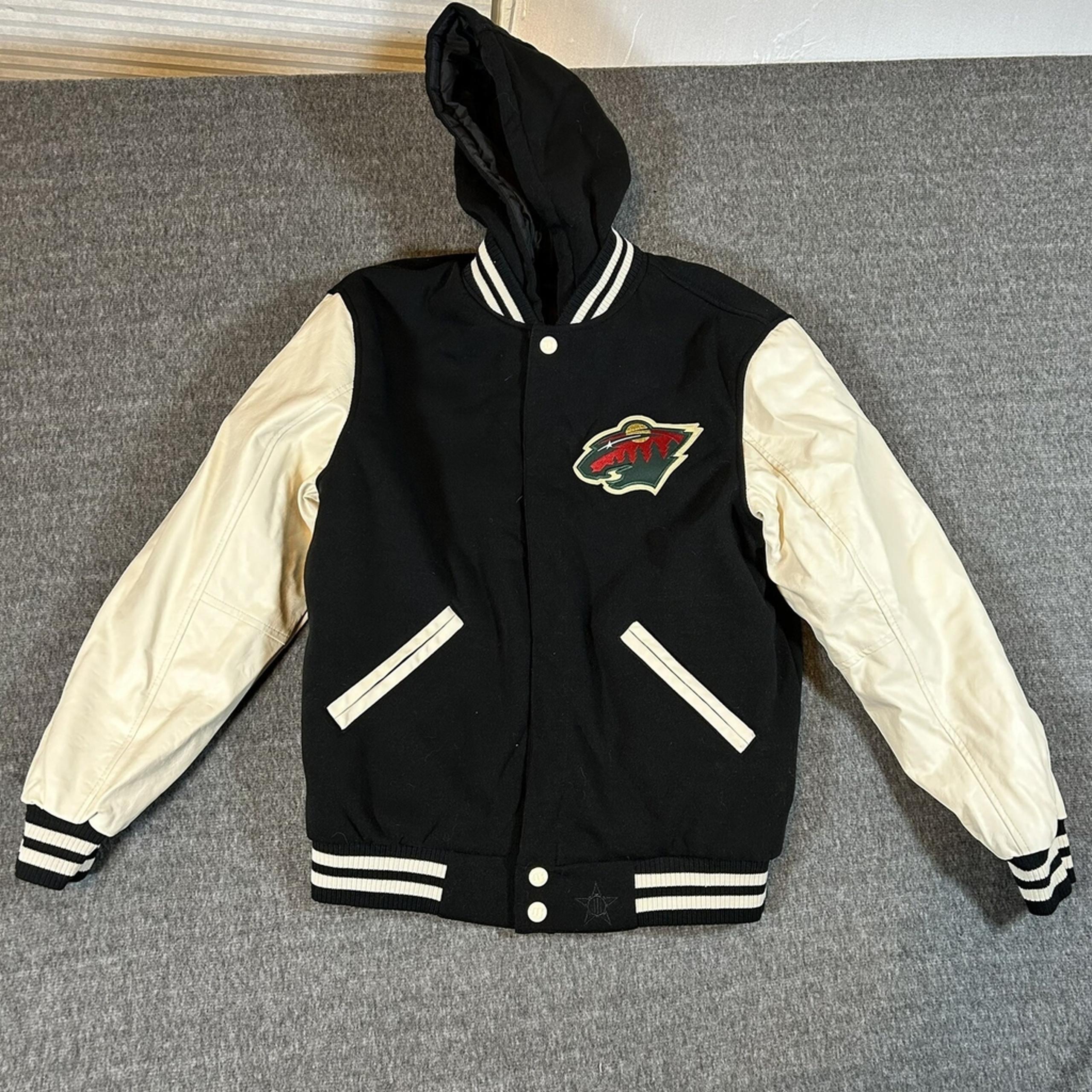 NHL Minnesota Wild Reversible Fleece Jacket Size S PVC Sleeves Embroidered Logos