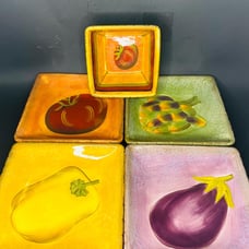 5 Piece Clay Art Hand Painted Terra Toscana Vegetable Dinnerware Set