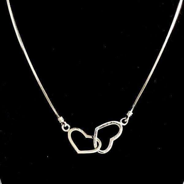AOA Sterling 925 16” Double Heart Silver Necklace