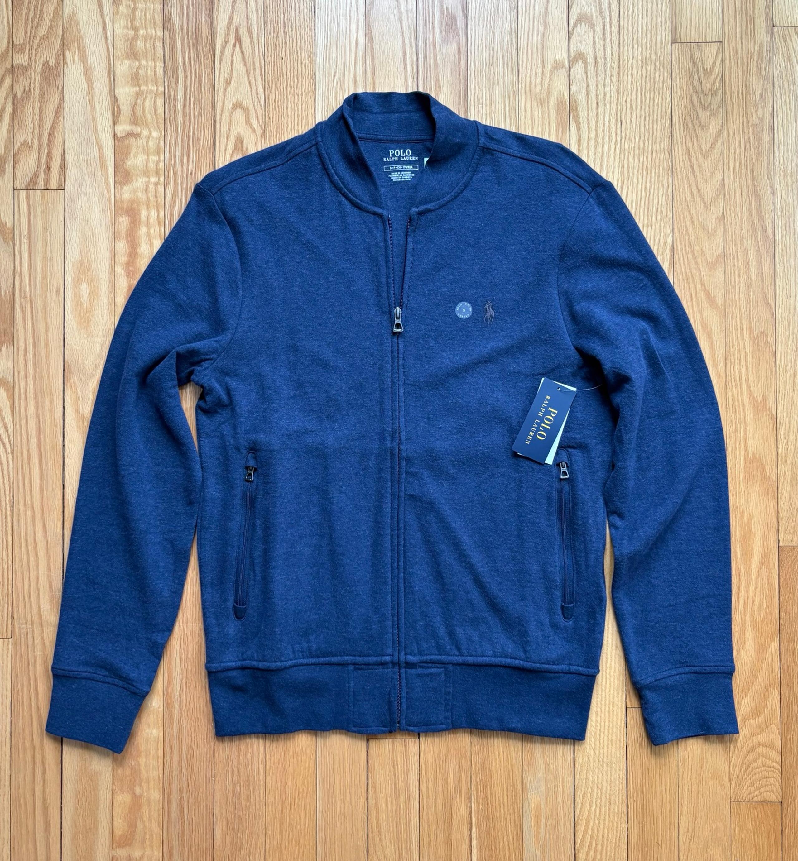NWT Polo Ralph Lauren Men’s Full Zip Knit Luxury Jersey Sweater Small Blue NEW