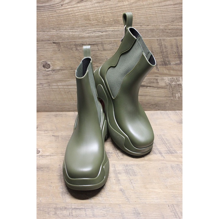 Xocoi military green recycled rubber chunky sole rubber rain stomper boots Italy