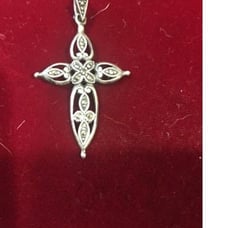 Sterling silver vintage cross with stones
