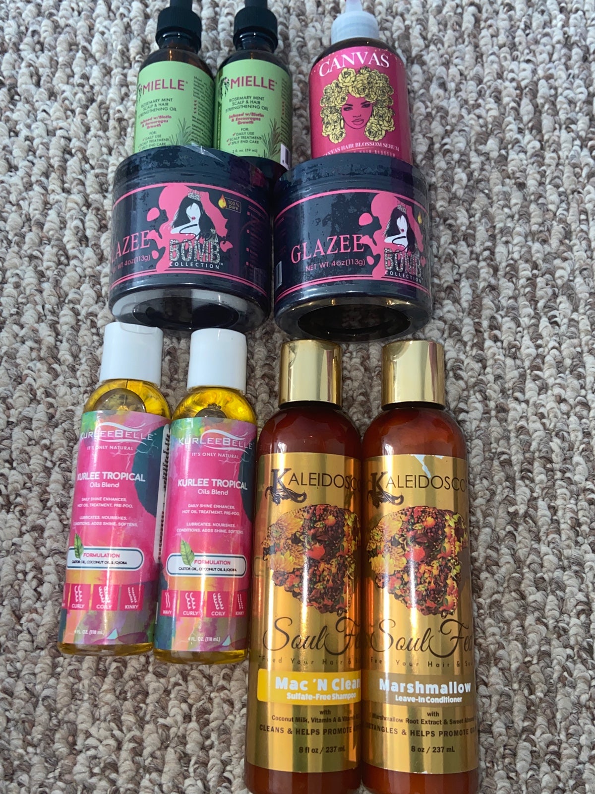 Kaleidoscope/she’s bomb glazee/canvas hair blossom serum/kurleebelle