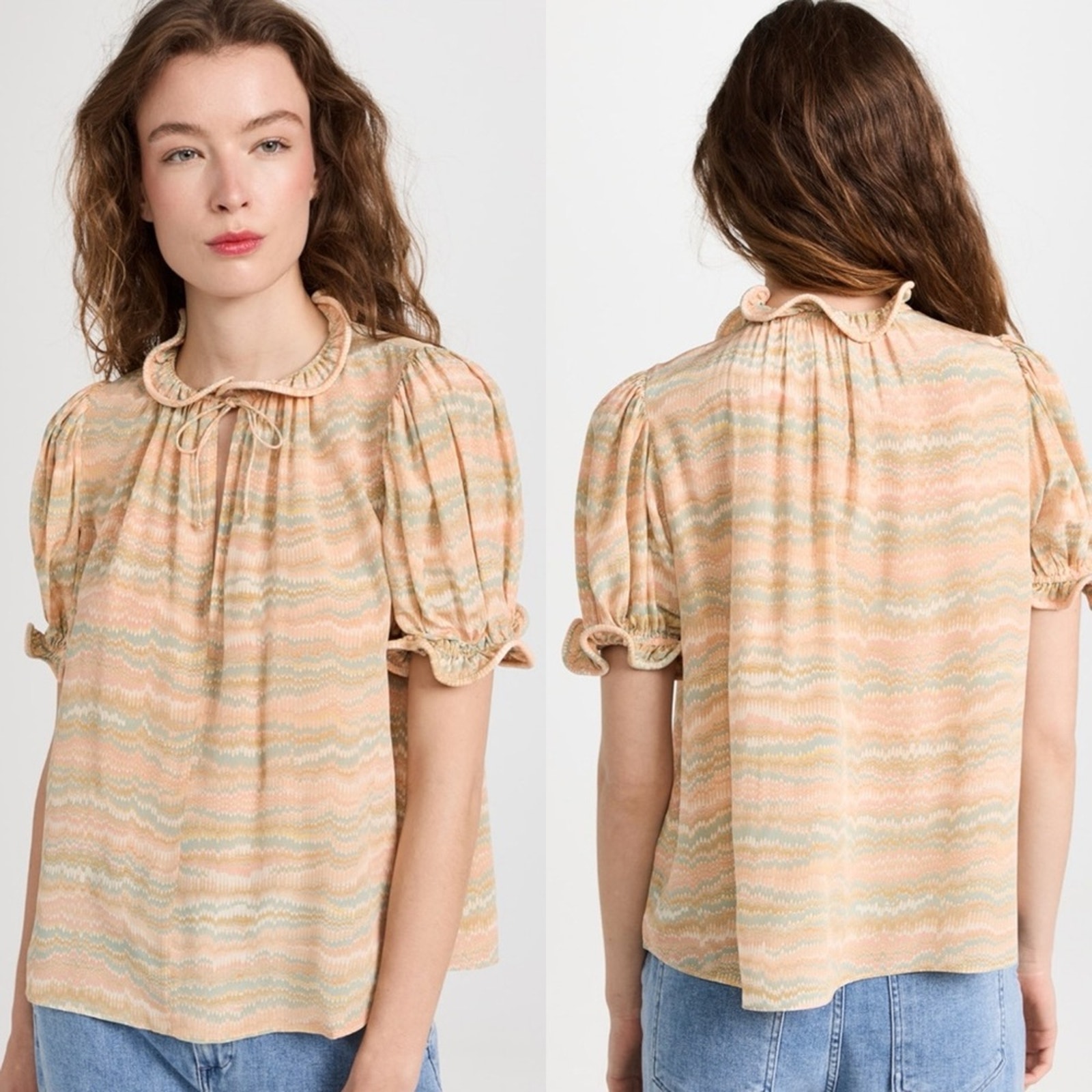 Ulla Johnson Corine Silk Top in Opal Size 14 Blouse