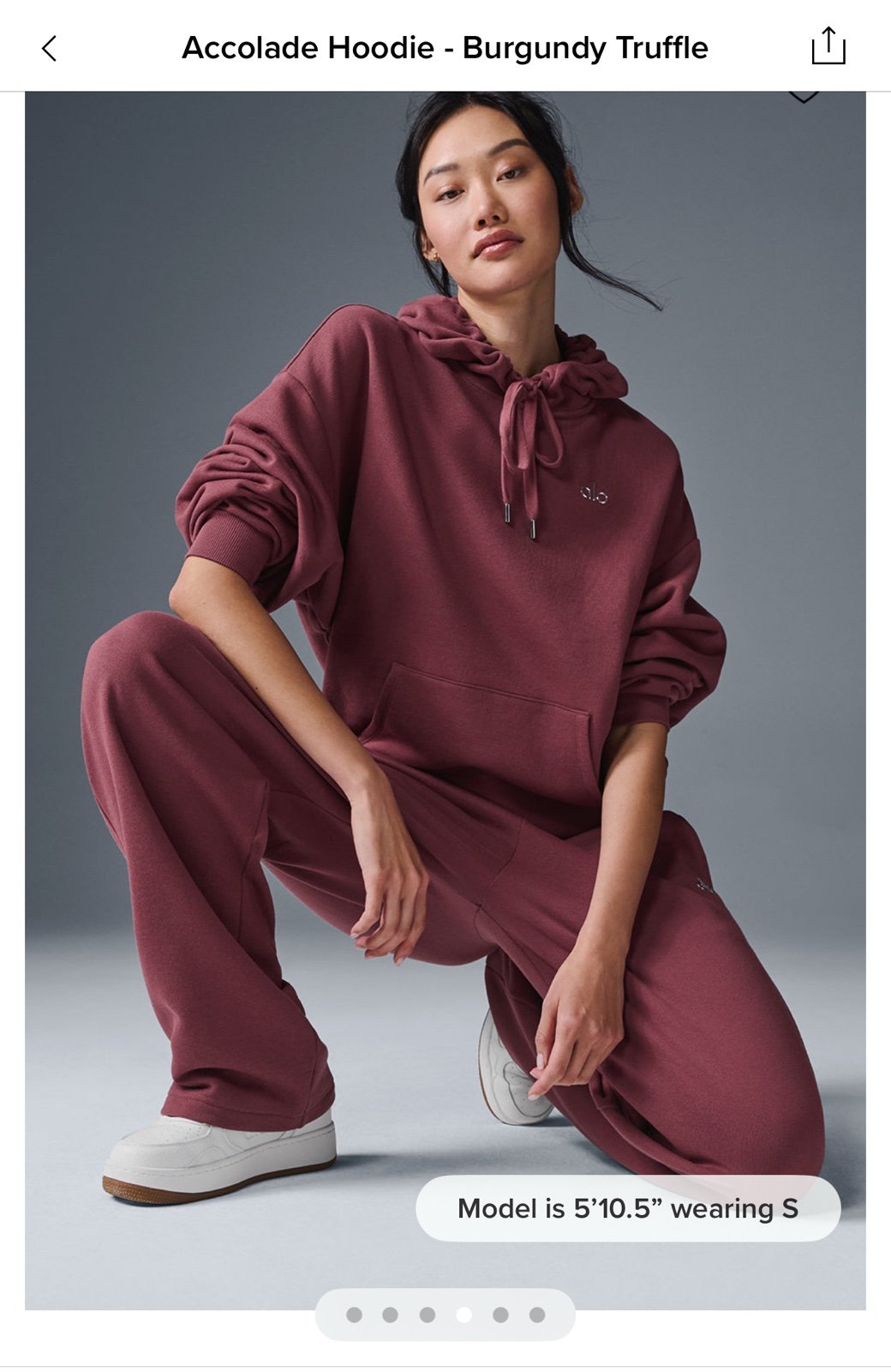Alo yoga set acole hoodie and sweatpants burgundy truffle