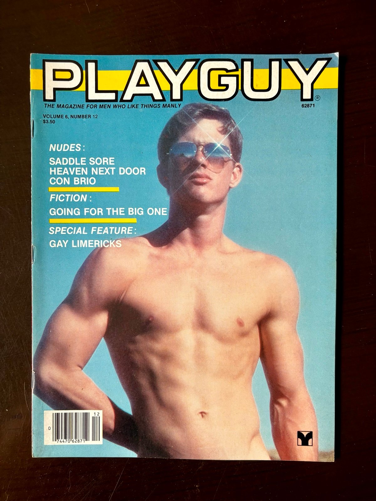 PLAYGUY December 1982 JEFF YORK cover SKI TRIP fiction GAY LIMERICKS Italian guy