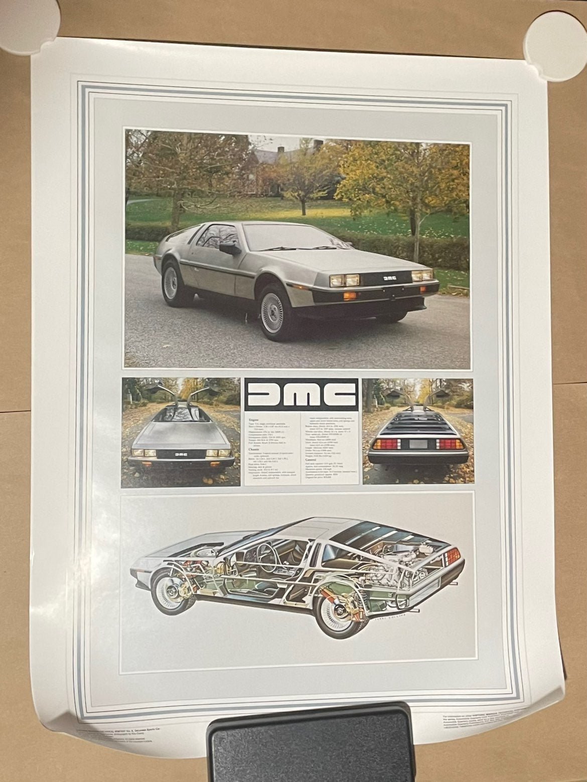 Vintage 1983 DeLorean DMC-12 Technical Poster
