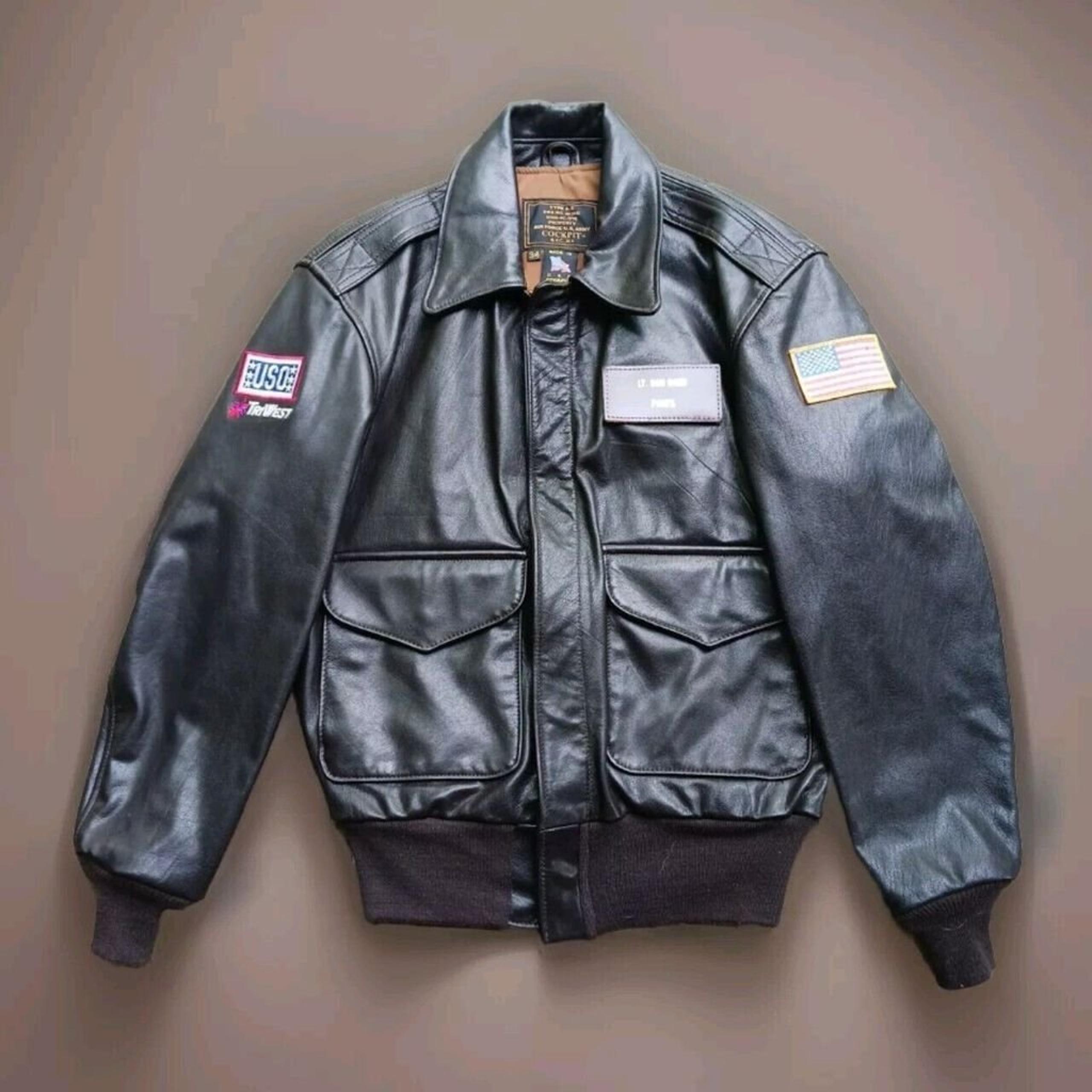 COCKPIT Type A-2 Airforce US Army DWG NO. 30-1415 Leather Jacket Size S USO