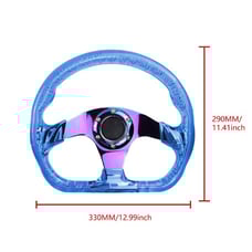 NEW JDM Universal 6-Hole 326mm Vip Blue Crystal Bubble Neo Spoke Steering Wheel