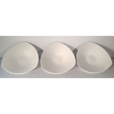 Crate and Barrel Triangular Flying Saucer Dessert Salad Bowls Set of 3 White 7”