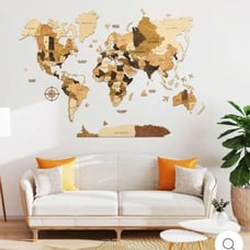 Woodpec Studio 3D Wooden World Map