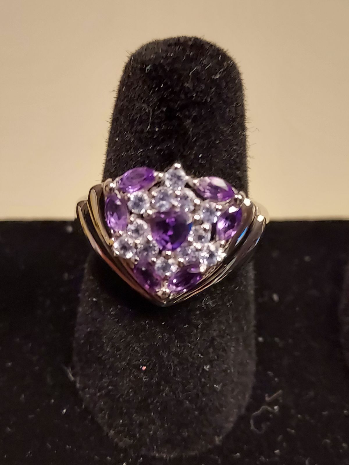 Amethyst and Topaz gemstone ring
