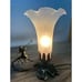 Vintage Art Nouveau Style Brass Lamp Satin Glass Shade Fairy w/ Horn 8.25 Tall