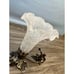 Vintage Art Nouveau Style Brass Lamp Satin Glass Shade Fairy w/ Horn 8.25 Tall