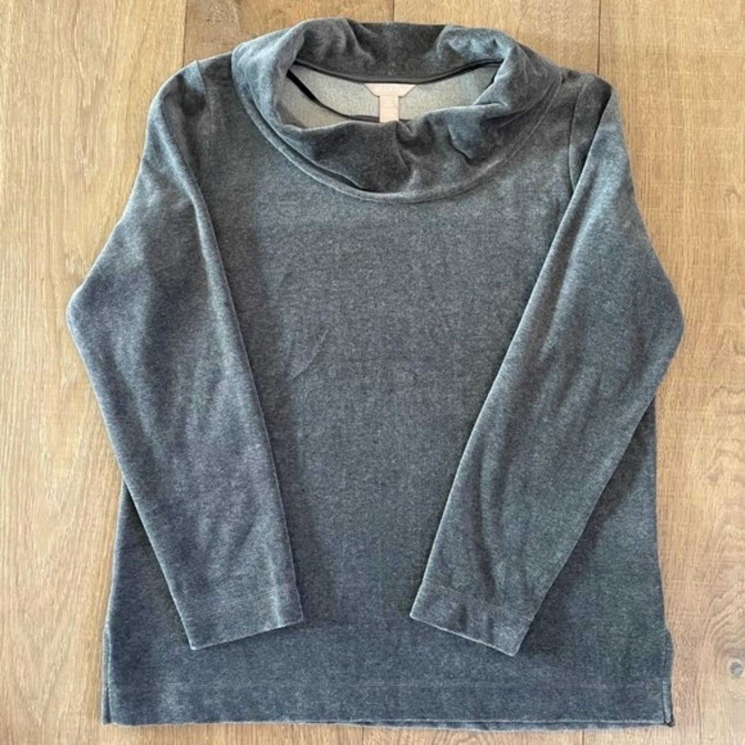 White Stag Womens Velour Cowl Neck Sweater Gray Long Sleeve Pullover (Size L)