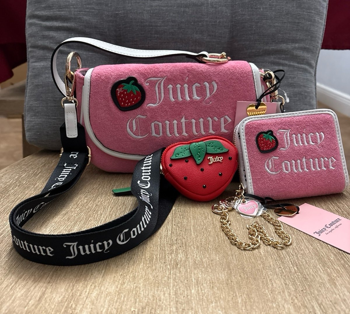 NEW! Juicy Couture Sweet N Juicy Flap Shoulder Bag with Matching Wallet