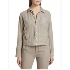 NWOT L’Agence Women’s Celine Linen Jacket Size Small Beige Gold Buttons #1N405