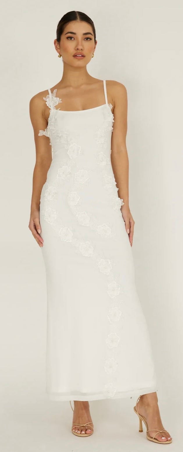 NWT Floral Embroidered Bridal Maxi Dress