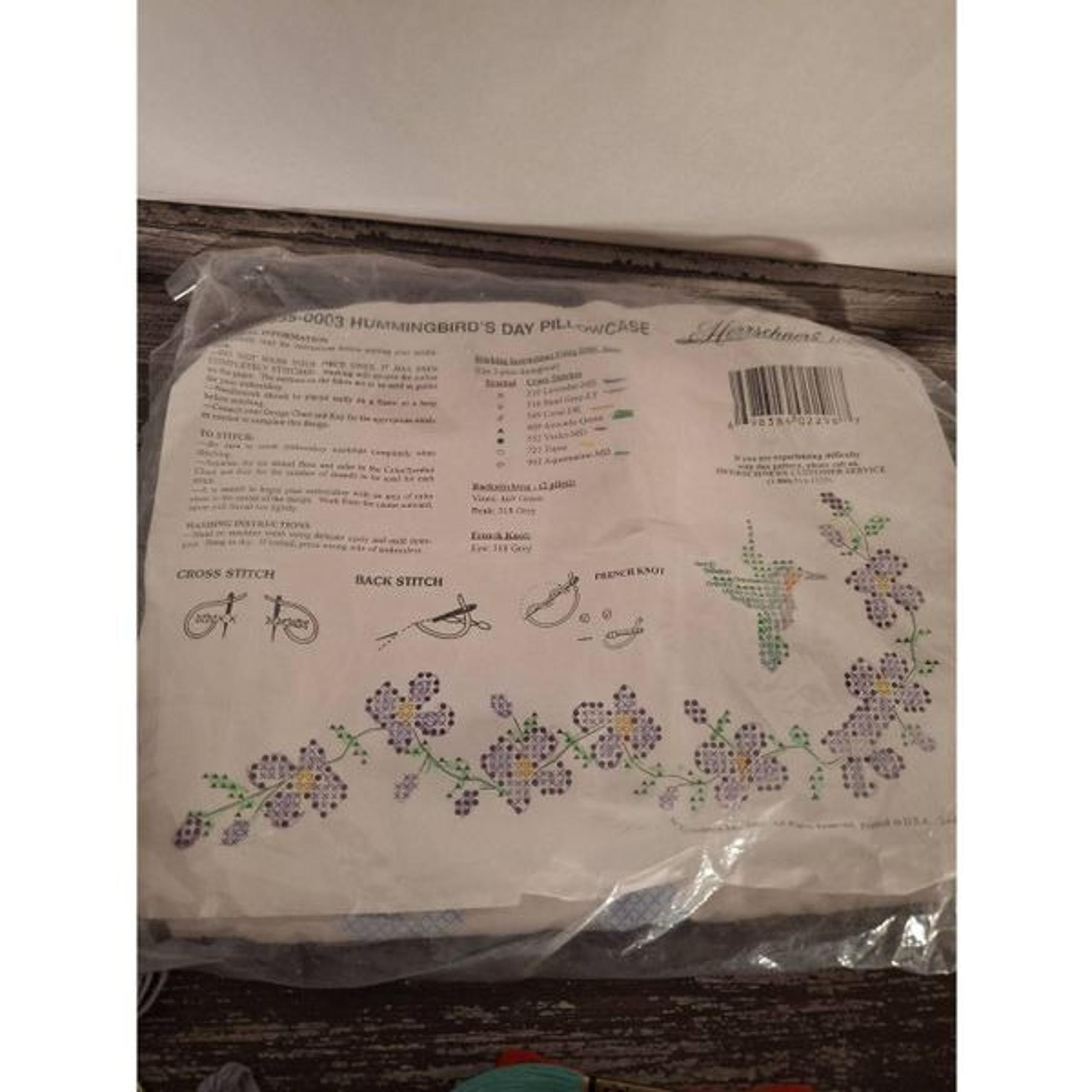 Herrschners Hummingbird's Day Cross Stitch Pillowcase Pair #11-6535-0003 NEW