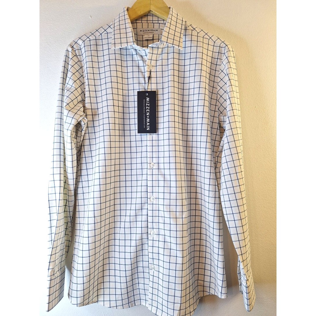 MIZZEN + MAIN Leeward Button Front Shirt Men's Sz M Trim Fit Performance Stretch