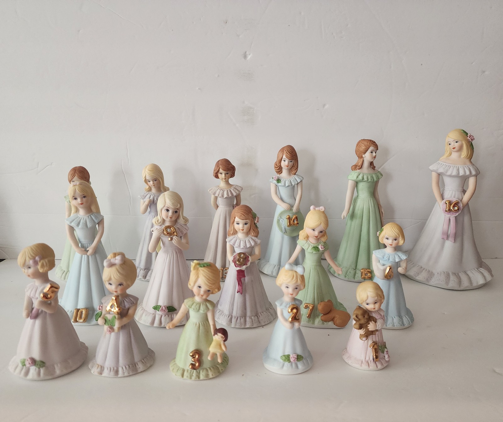 Vintage 1982 Enesco Growing Up Birthday Dolls FULL SET 1-16