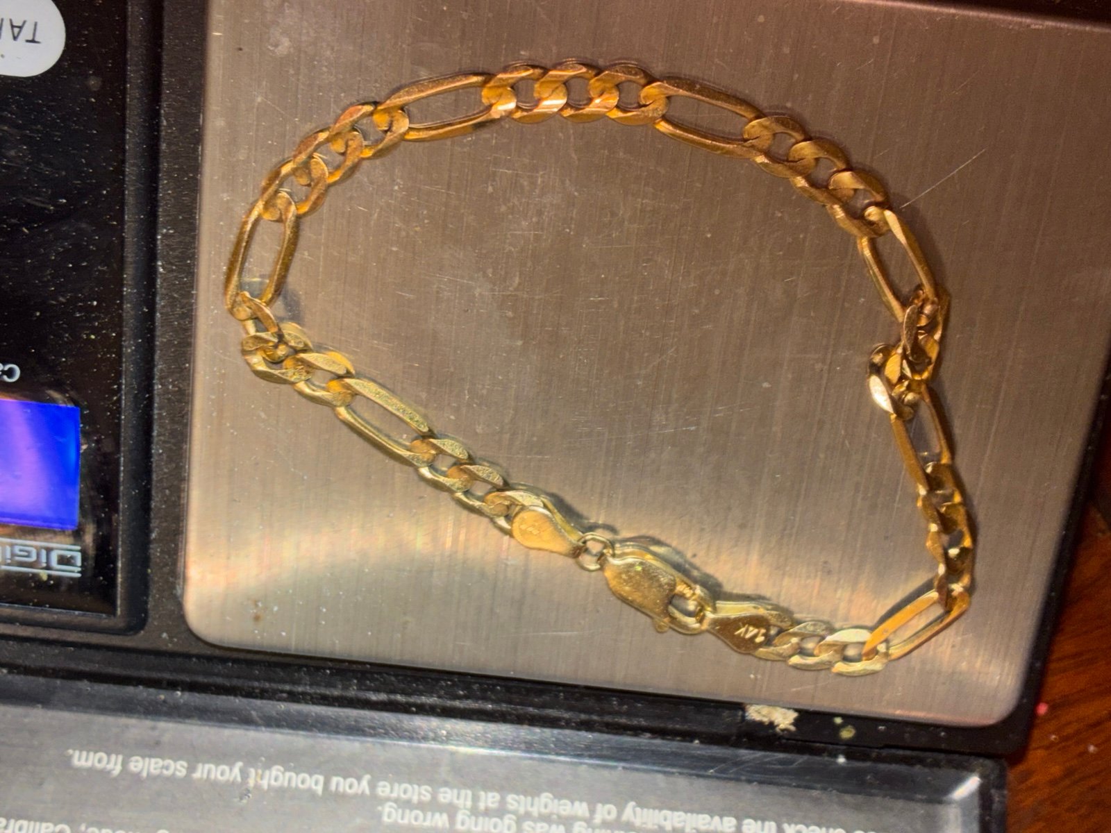 Vintage 14k yellow gold Figaro Chain Bracelet - 4.74g - 7” Length - 3.5mm Width