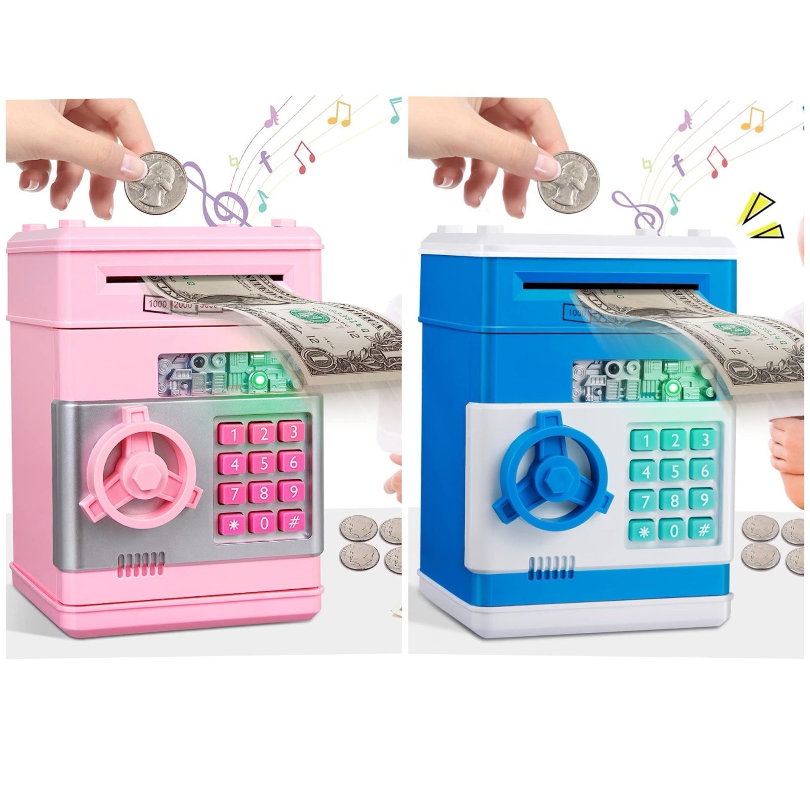 Set of 2 kids electronic banks/safe with lock
