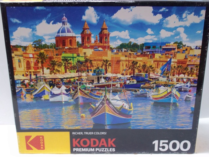 Kodak Mediterranean Fishing Village Jigsaw Puzzle 1500 Pieces Marsaxlokk Malta