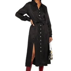 Cinq Sept Joyce Cupro Satin-Twill Midi Shirt Dress - Size 12